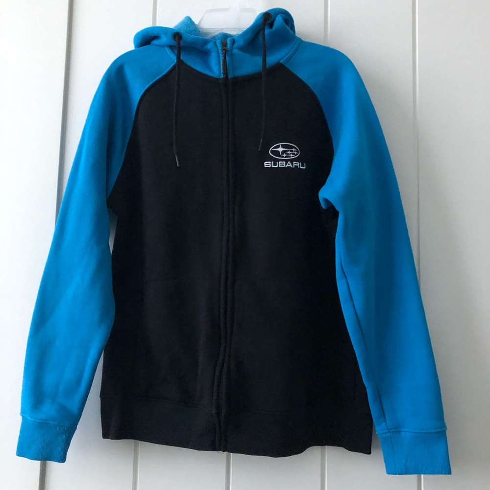 Subaru blue & black two toned colour contrast hoodie